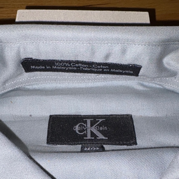 Calvin Klein Men's Sky Blue Dress Shirt 100% Cotton 16 32/33 - Picture 2 of 3